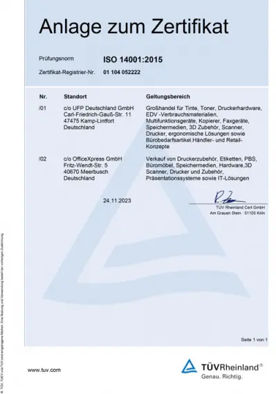 ISO-14001 2027 Standort Zertifikat