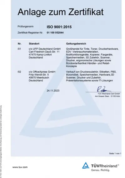 ISO-9001 2027 Standort Zertifikat