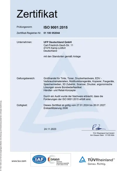 ISO-9001 2027 Zertifikat